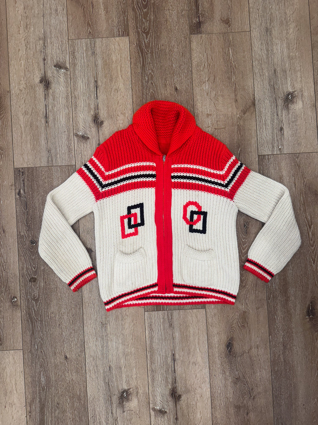 1960's Kawichan Salsa Dancing zip Sweater (Lightning Zipper)