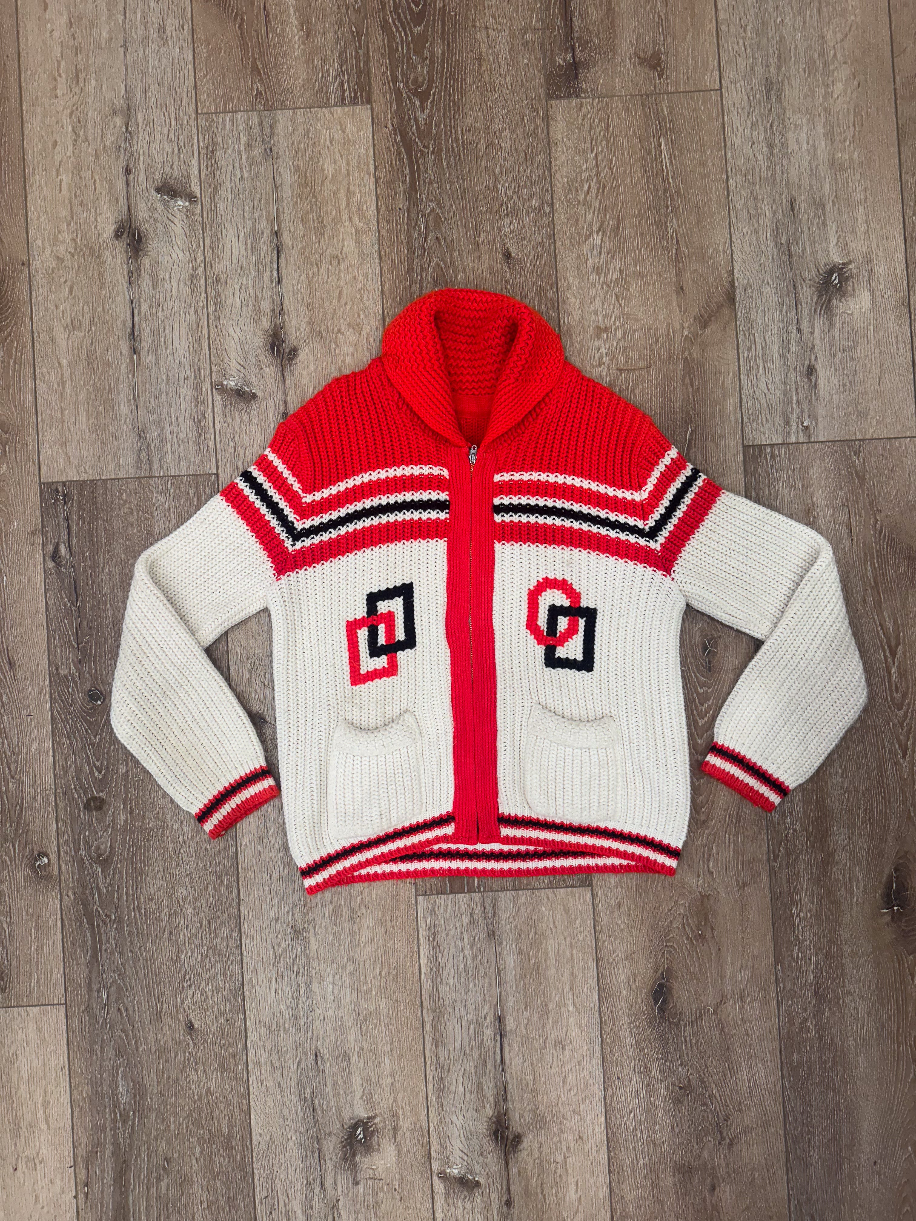 1960's Kawichan Salsa Dancing zip Sweater (Lightning Zipper)