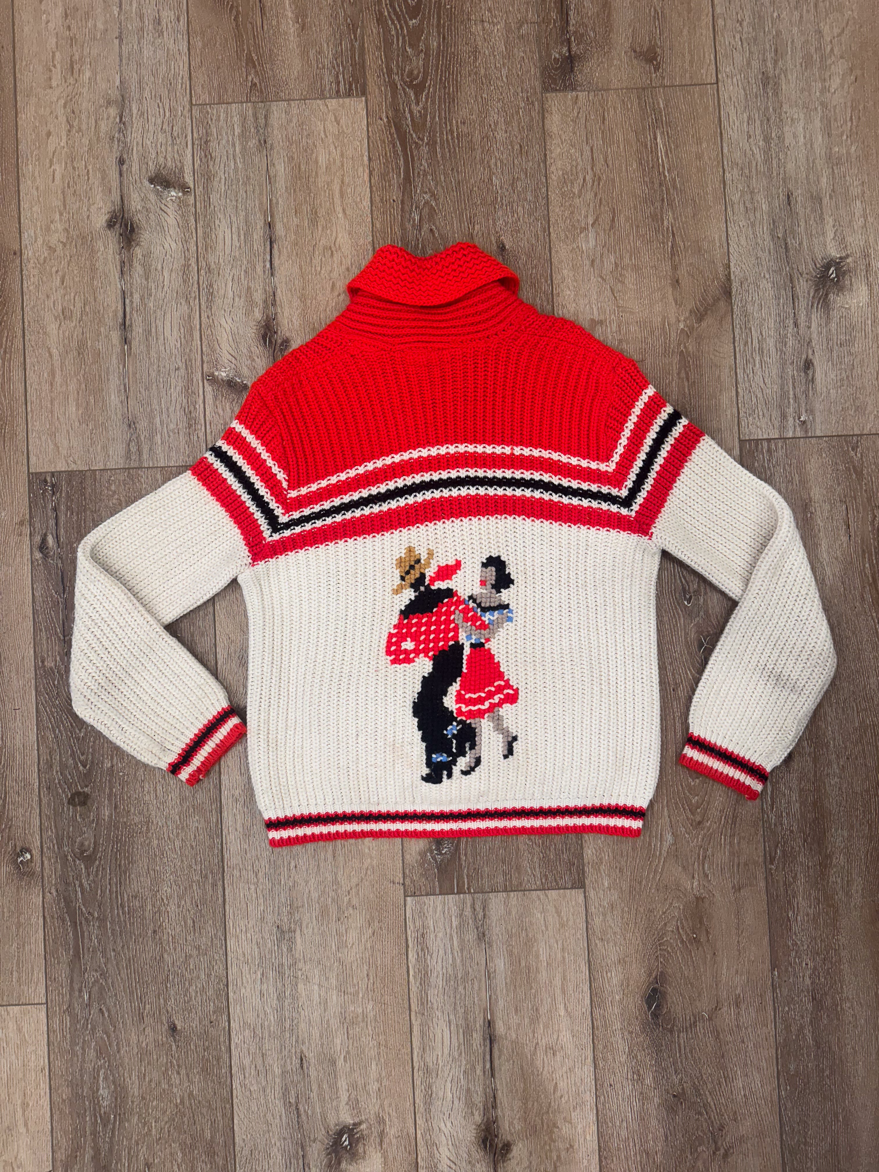 1960's Kawichan Salsa Dancing zip Sweater (Lightning Zipper)