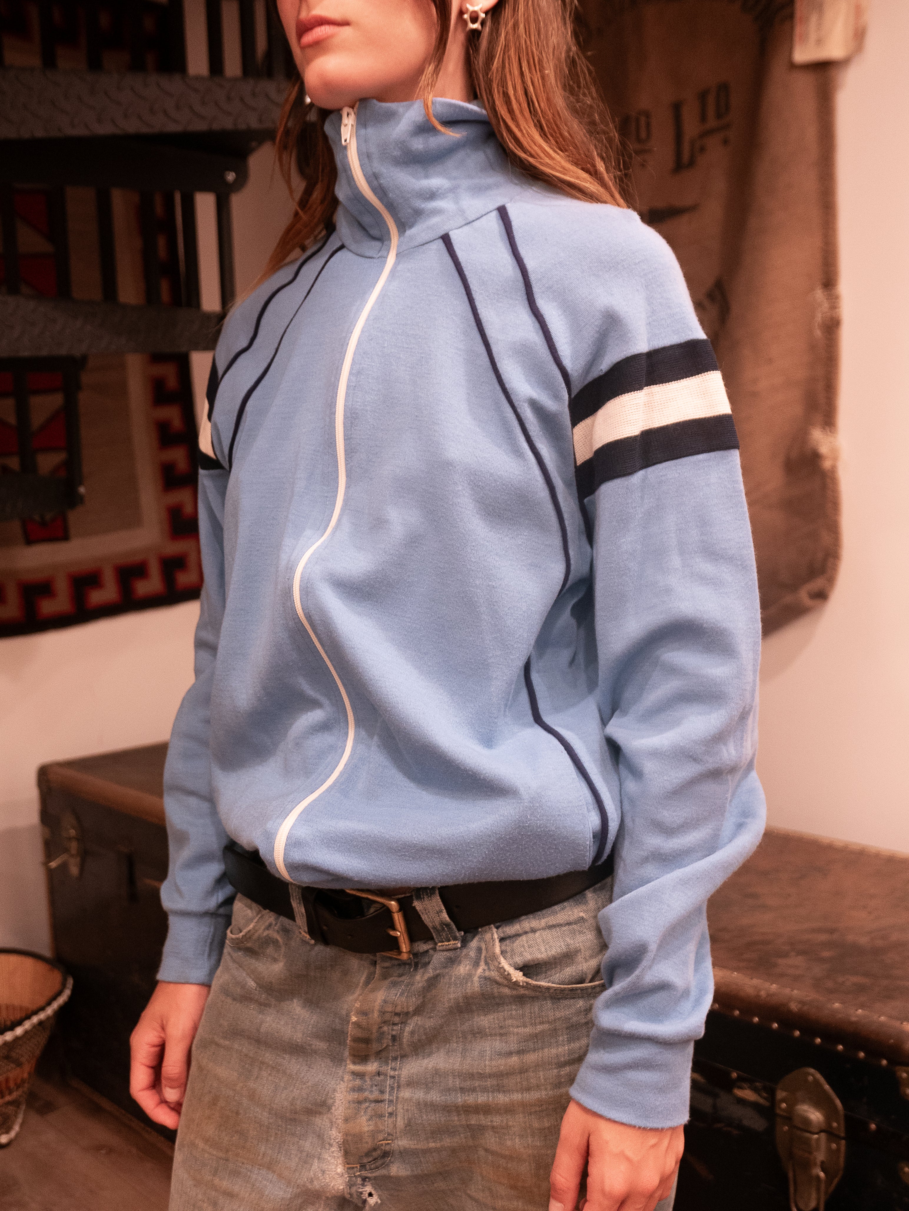 1980s Romanian Made Euro Sports Zip Sweater