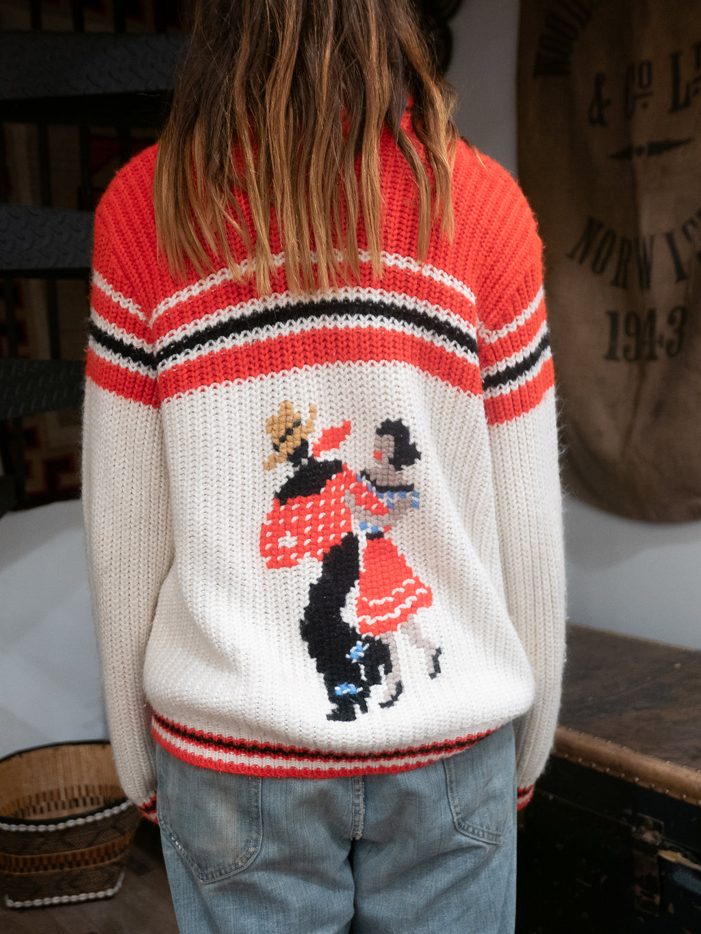 1960's Kawichan Salsa Dancing zip Sweater (Lightning Zipper)