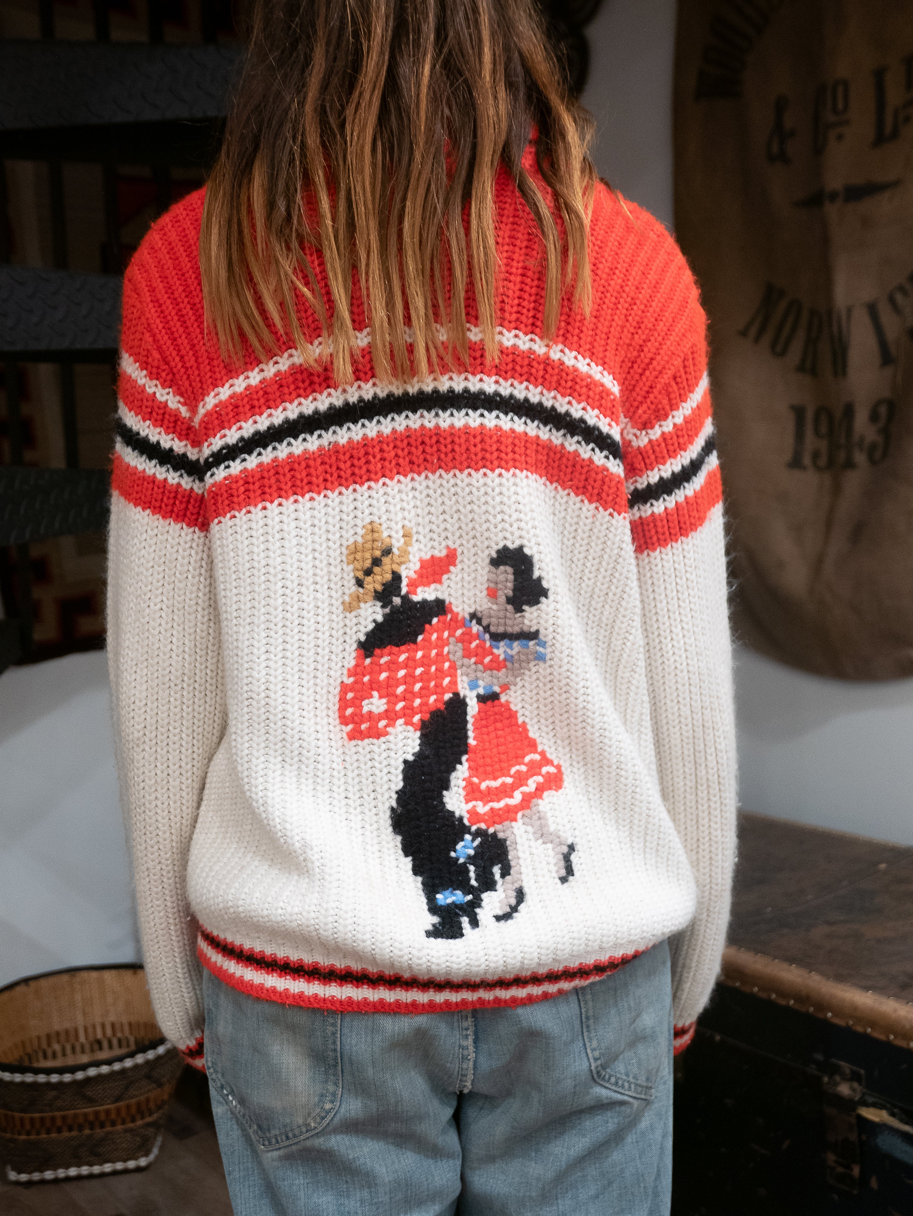 1960's Kawichan Salsa Dancing zip Sweater (Lightning Zipper)
