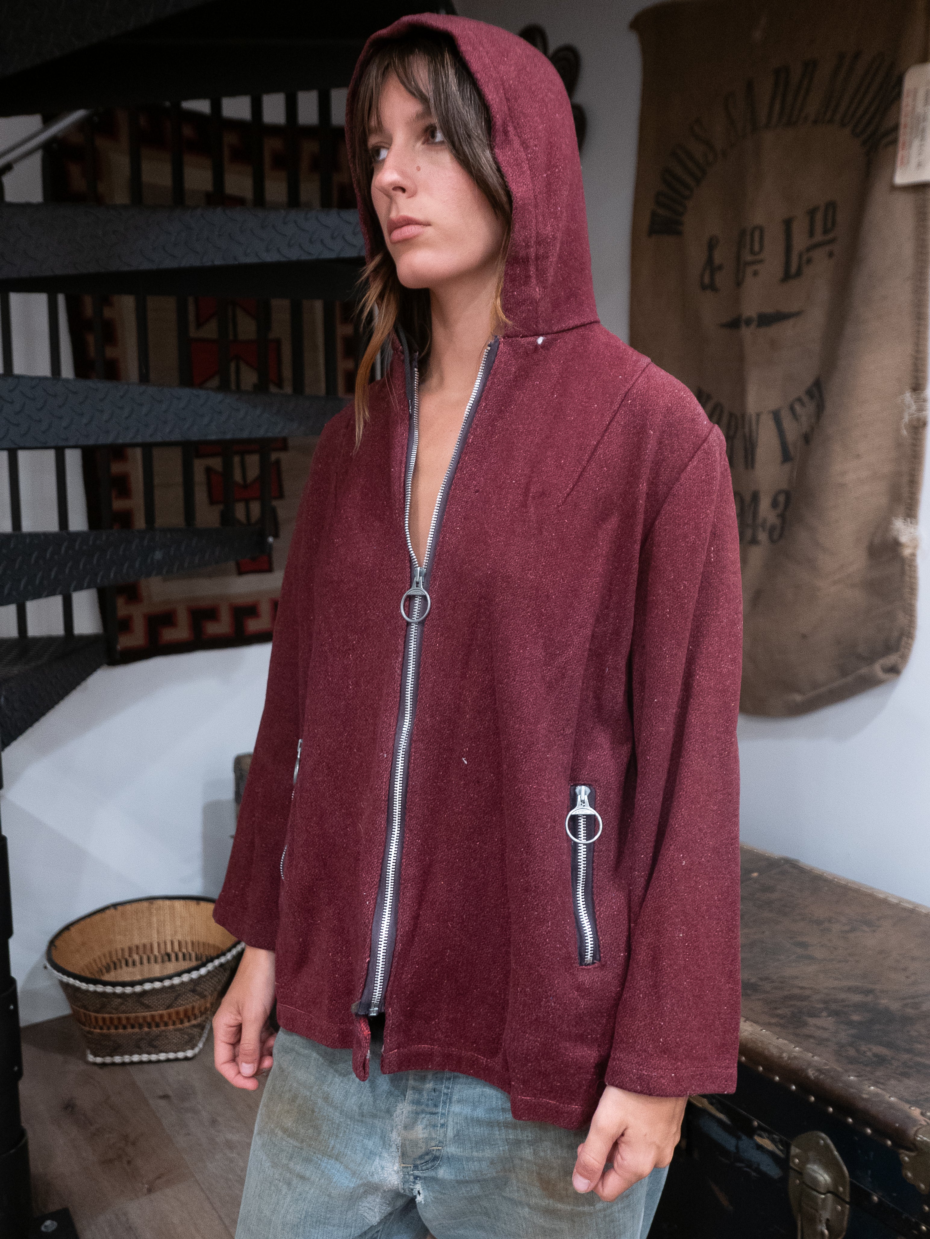 1940's Line & Wool Hoodie (Circle Zips)