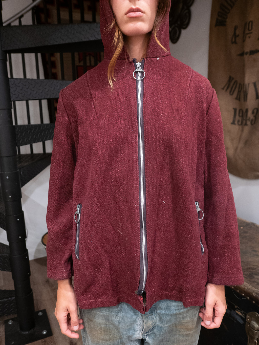1940's Line & Wool Hoodie (Circle Zips)